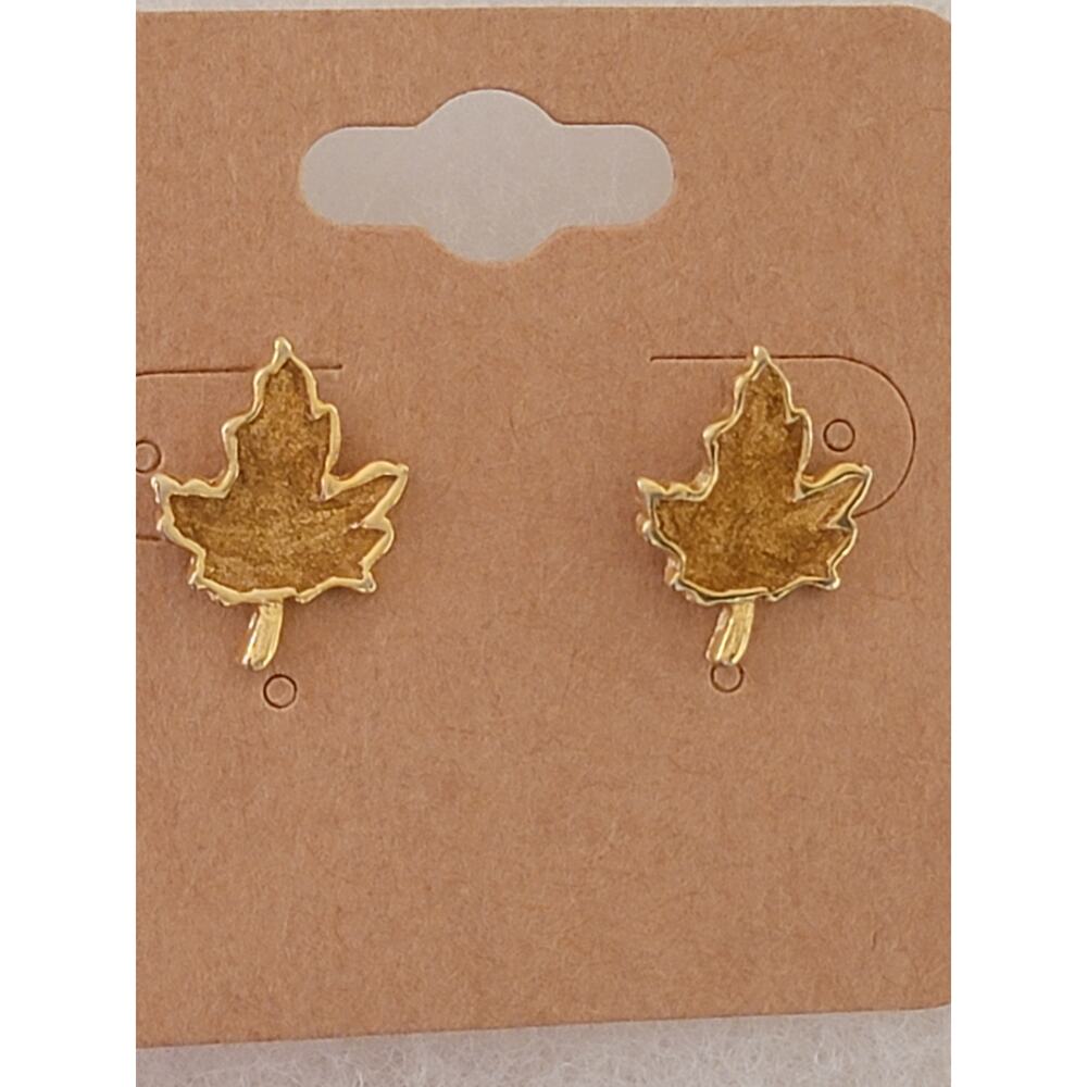 Gold-Tone Maple Leaf Stud Earrings
